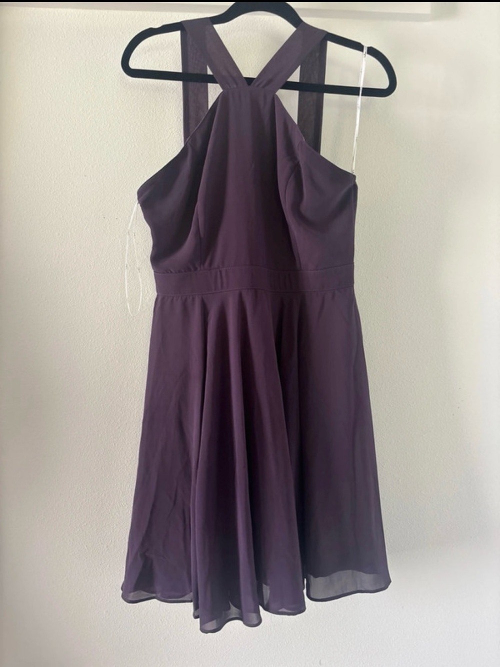 Sleeveless Halter Skater Dress in Deep Plum